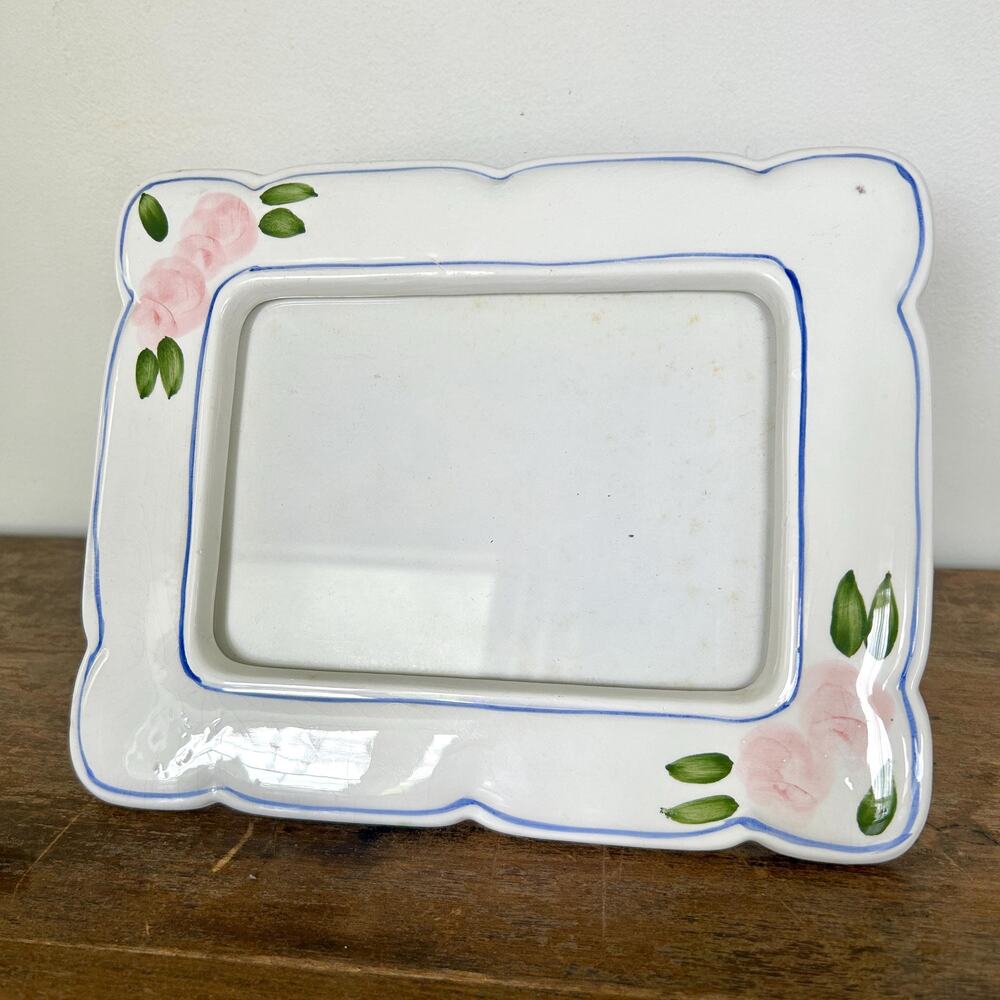 Vintage Floral Ceramic 4x6 Picture Frame | Cottagecore Farmhouse Prairiecore